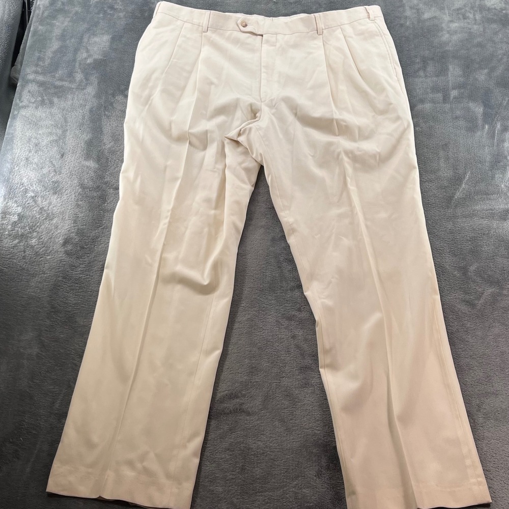 Jos A Bank Mens Pleated Dress Pants Cream Off White Straight Leg 42x31